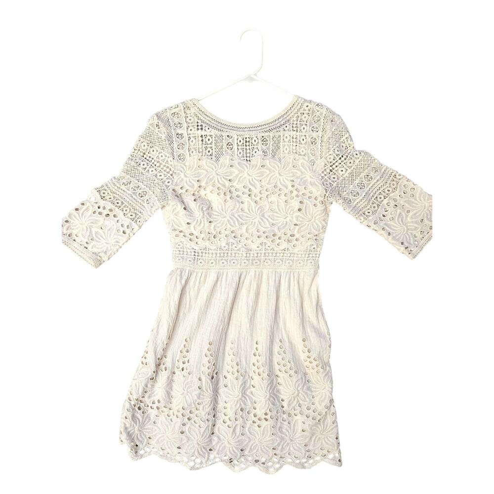 Talitha dress, 100% cotton, ivory,  3/4 sleeves, V back
